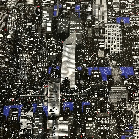 Vintage 1998 Sewing Fabric Rare Glitter and Black Famous Buildings 6 yards - Picture 5 of 10